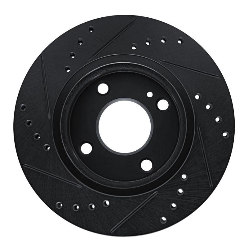 Ford Fiesta Brake Rotor (1) - Front Right - R1 Concepts - Drilled & Slotted - Black - `11-`19